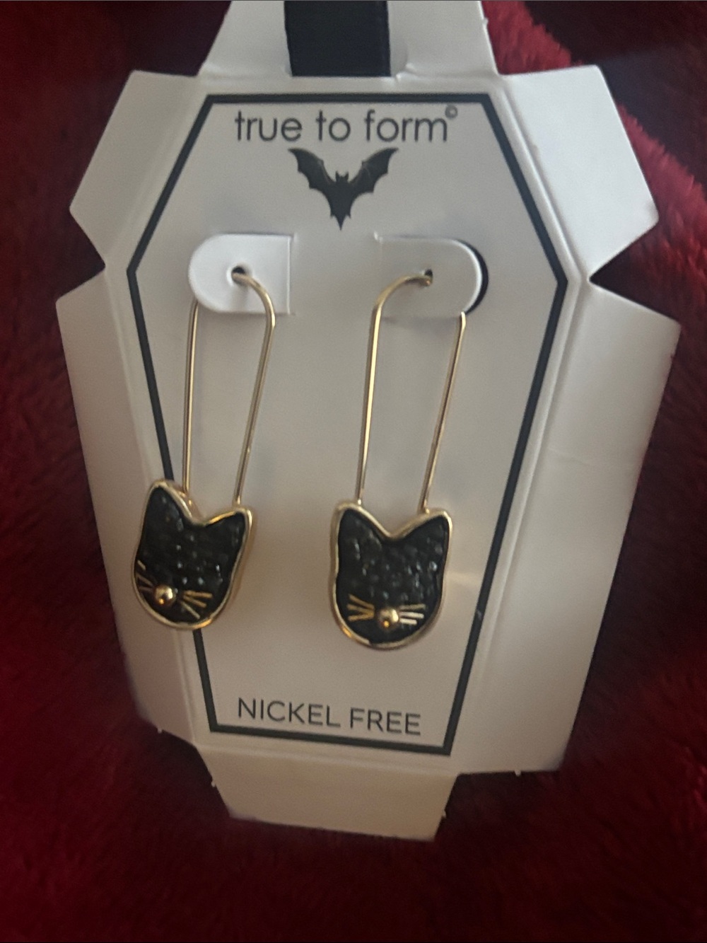 Spooky kitty kat  Metal Charm Dangle Halloween Earrings new Nickel free
